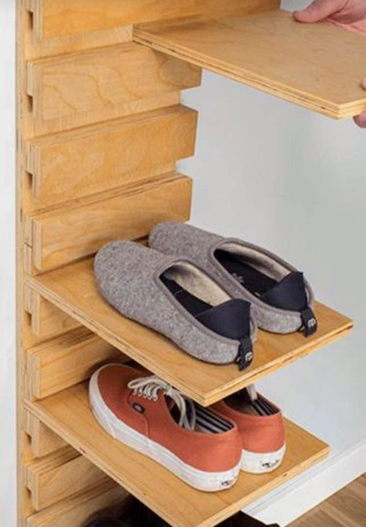 Shoe storage shelves